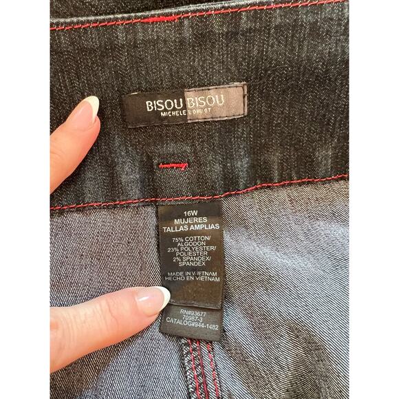 Bisou Bisou Vintage Retro Wide Leg Dark Denim Jeans Size 16W - Picture 3 of 6
